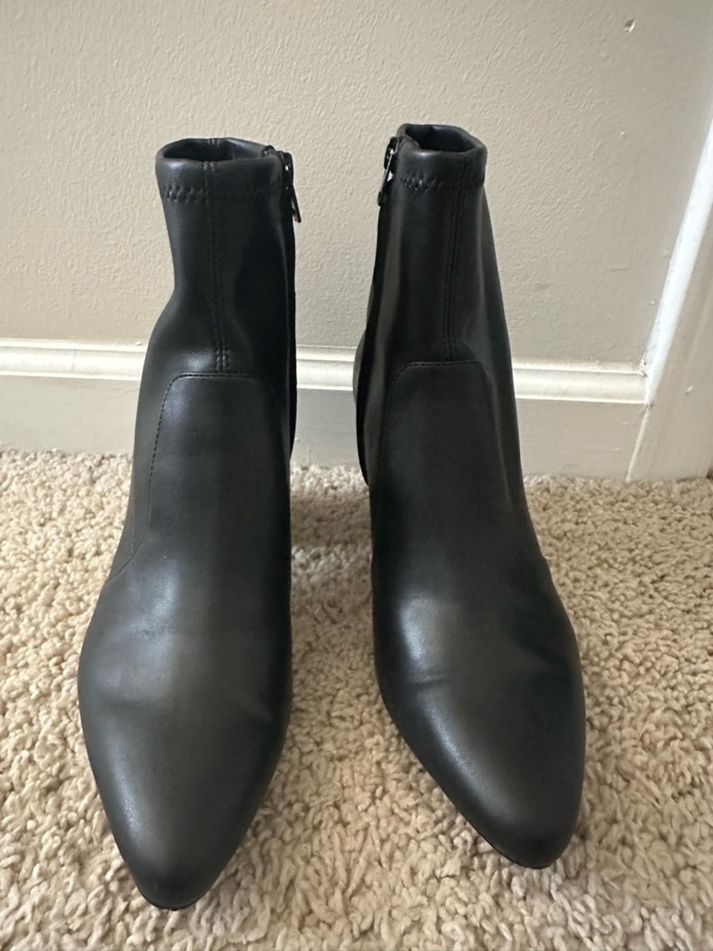 Women's Black Ankle Boots - Sleek Block Heel Booties - Picture 2 of 3